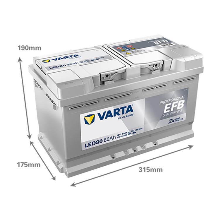 VARTA LED80 Profesional dual purpose EFB 80Ah