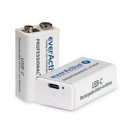6F22/9V Li-ion 550mAh  USB C ladattava