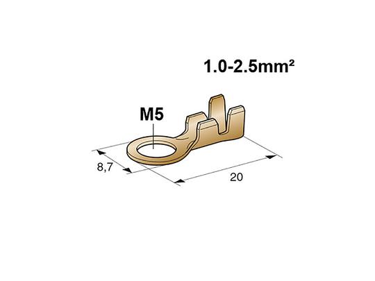 Liitin, lenkki M5, 1.0 - 2.5mm² johdolle