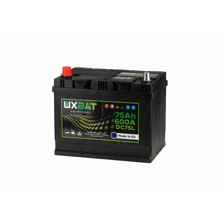Uxbattery 75Ah 600A Dual performance + / -