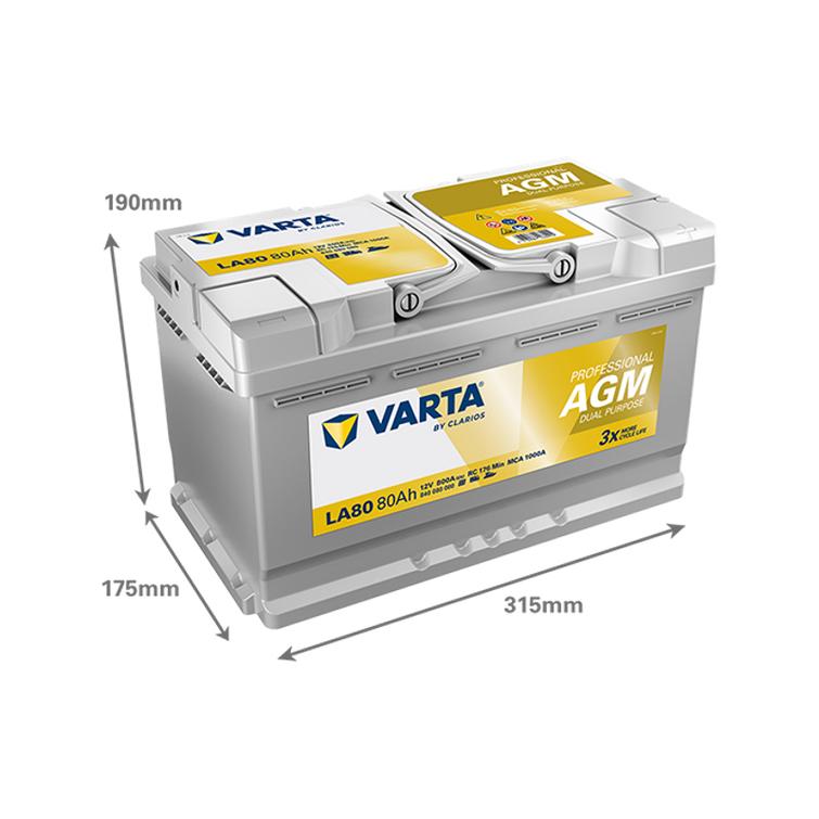 VARTA LA80 Profesional Dual Purpose AGM 80Ah
