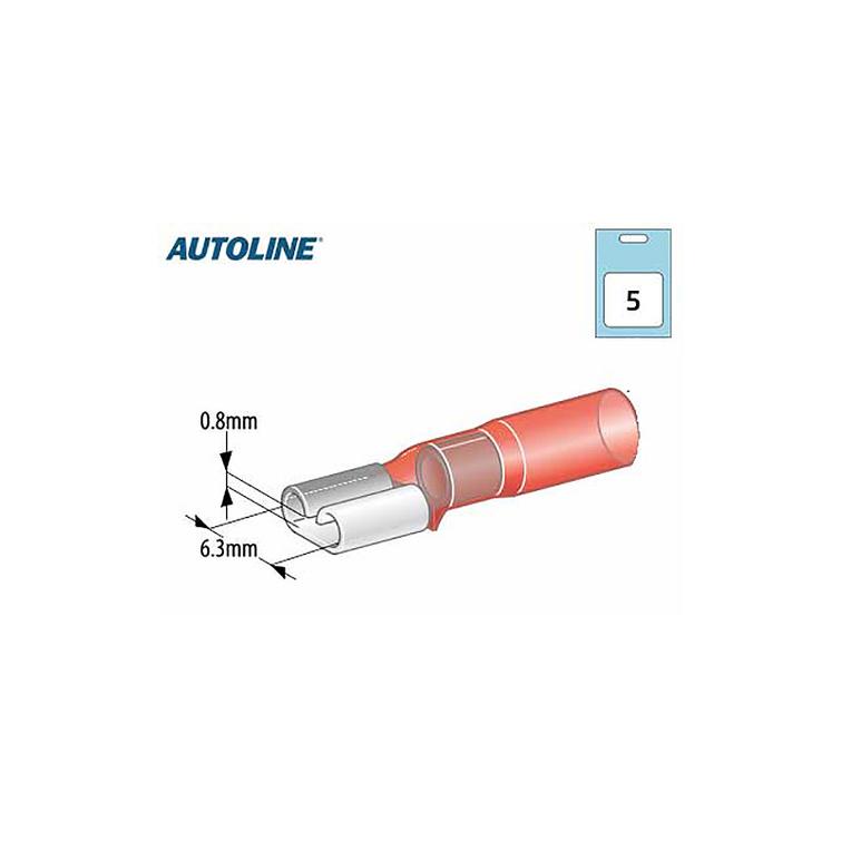Kutistelattaliitin 6.3mm 5kpl