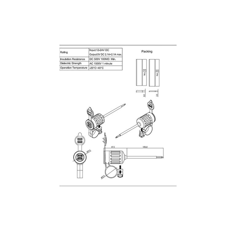 2xUSB tankopidikkeellä 12÷24VDC