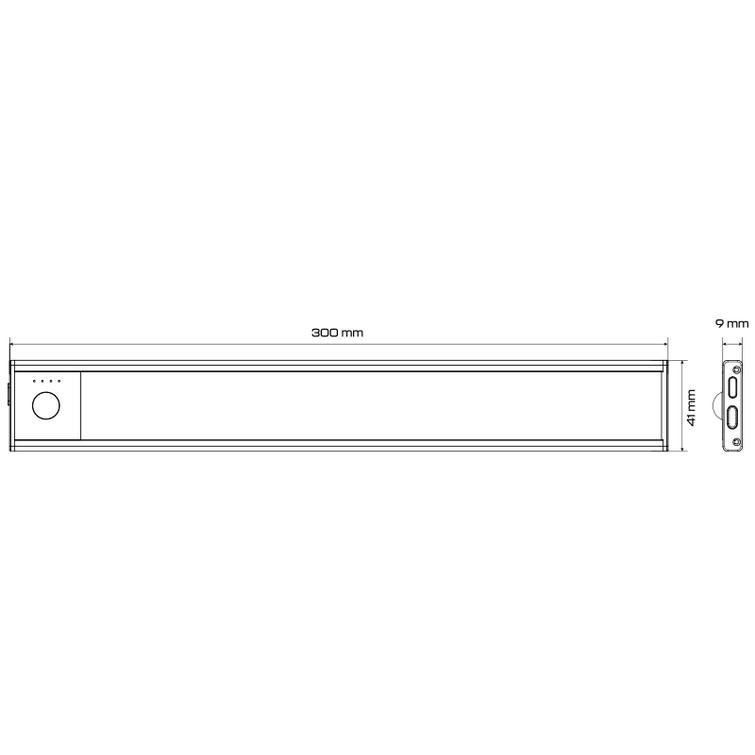 Ladattava LED sis&auml;valo 30cm