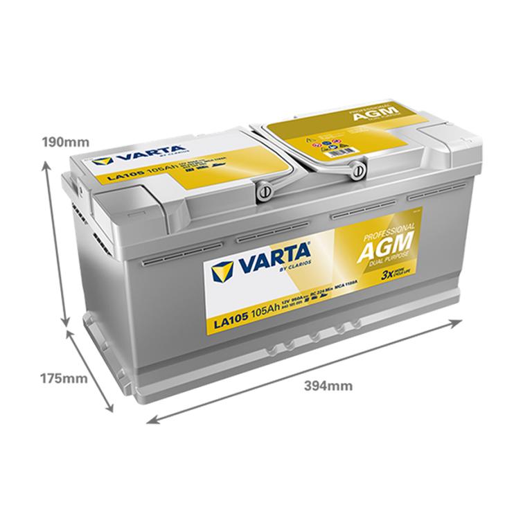 VARTA LA105 Professional Dual Purpose AGM 105Ah