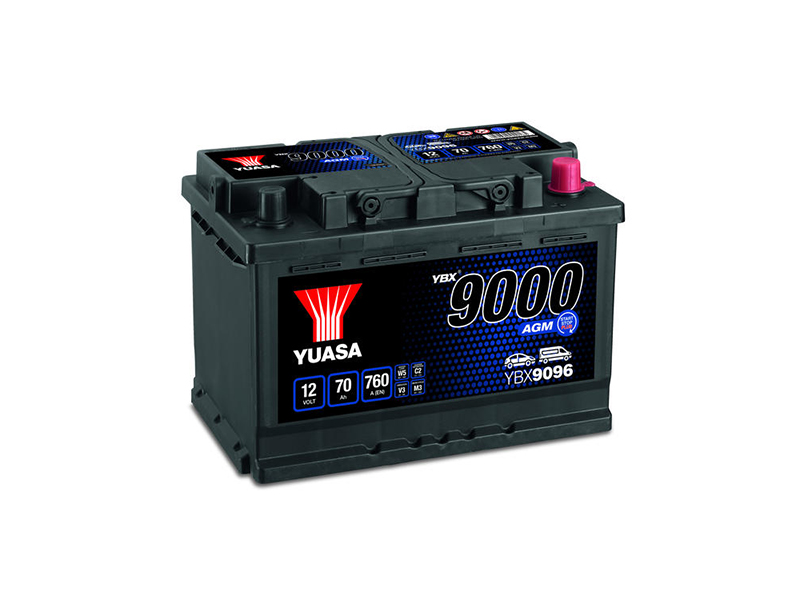 Batterie Voiture YUASA YBX9096 AGM 70Ah 760A - Pour Systèmes Start & Stop, 12V